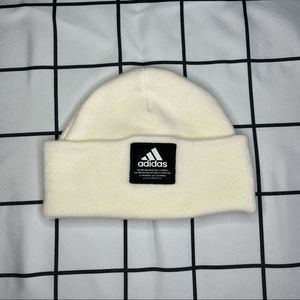 OS: Adidas Amplifier Fold Beanie Knit Cap White/Cream Men's One Size